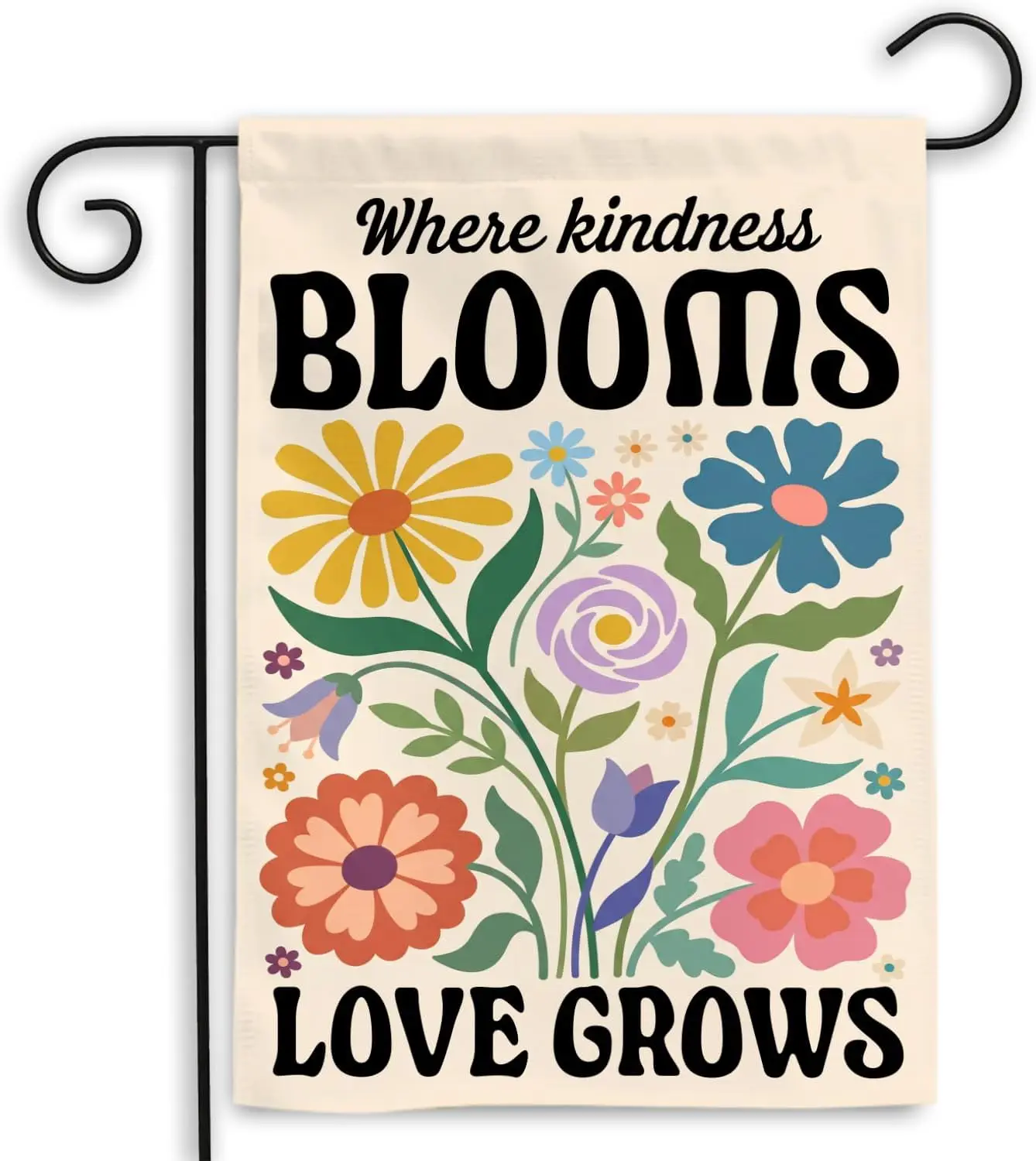 SODAVA Where Kindness Blooms Love Grows Garden Flag, Floral Kindness Yard Decor, Inspirational Outdoor Banner, Colorful Flow kkz