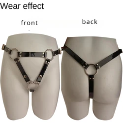 Male Chastity Lock Wearing Belt Pants Anti-Off Device PU Leather Auxiliary Adjustable Rope Cock Cage Accessories Adults Sex Toys