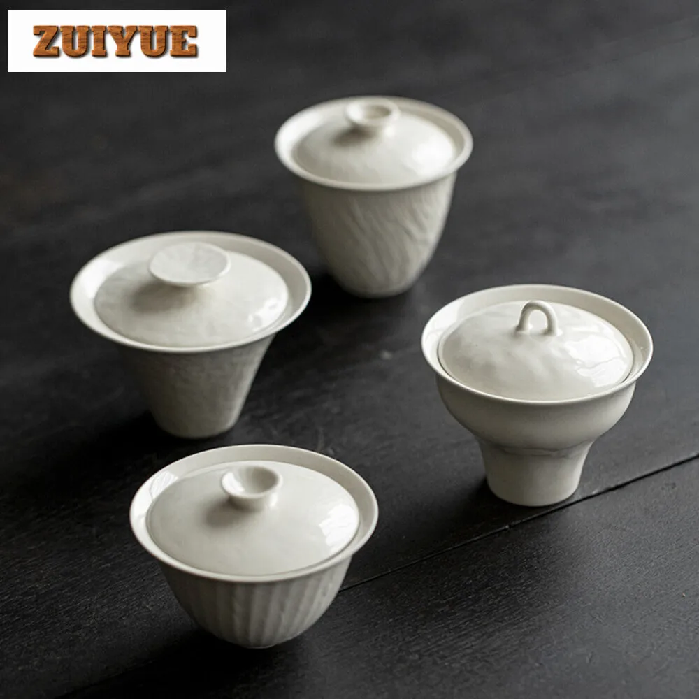 Handmade Grass Wood Ash Gaiwan Japanese Not Hot Tea Tureen Household Tea Making Cover Bowl Zen Drinkware Accessories Collection