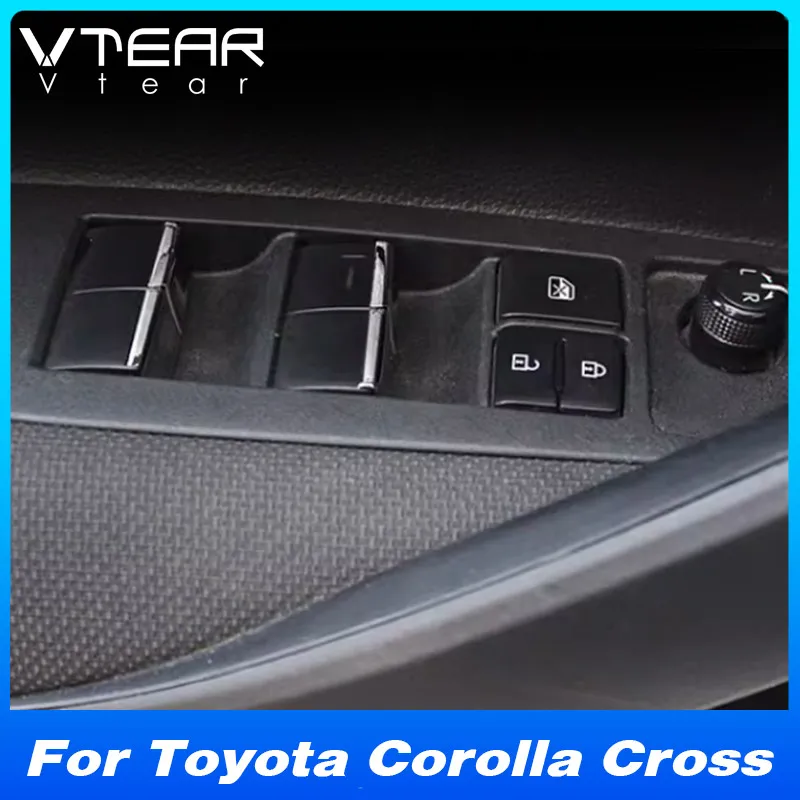 For Toyota Corolla Cross 2022 -2024 Accessories Car Window Lift Button Switch Sequin Sticker Interior Modification Auto Parts