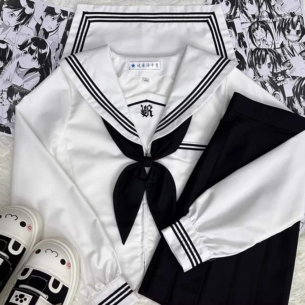 Uniforme de Marinero Blanco de Corea del Sur, Traje de Marinero de Manga Larga y Corta para Adolescentes, Uniforme Escolar Japonés, Uniforme Fuku para Estudiantes, Uniformes Jk