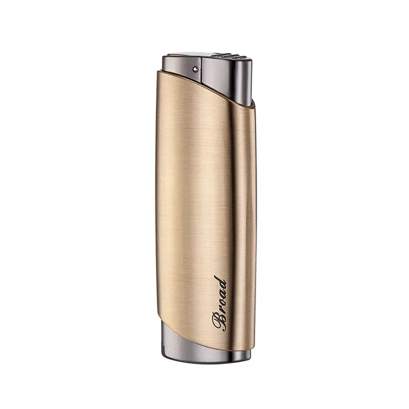 New Broad Metal Windproof Cigar Cigarette Lighter Jet Torch Gas Flames Unusual Lighters Smoking Accessory Butane Gadgets for Men