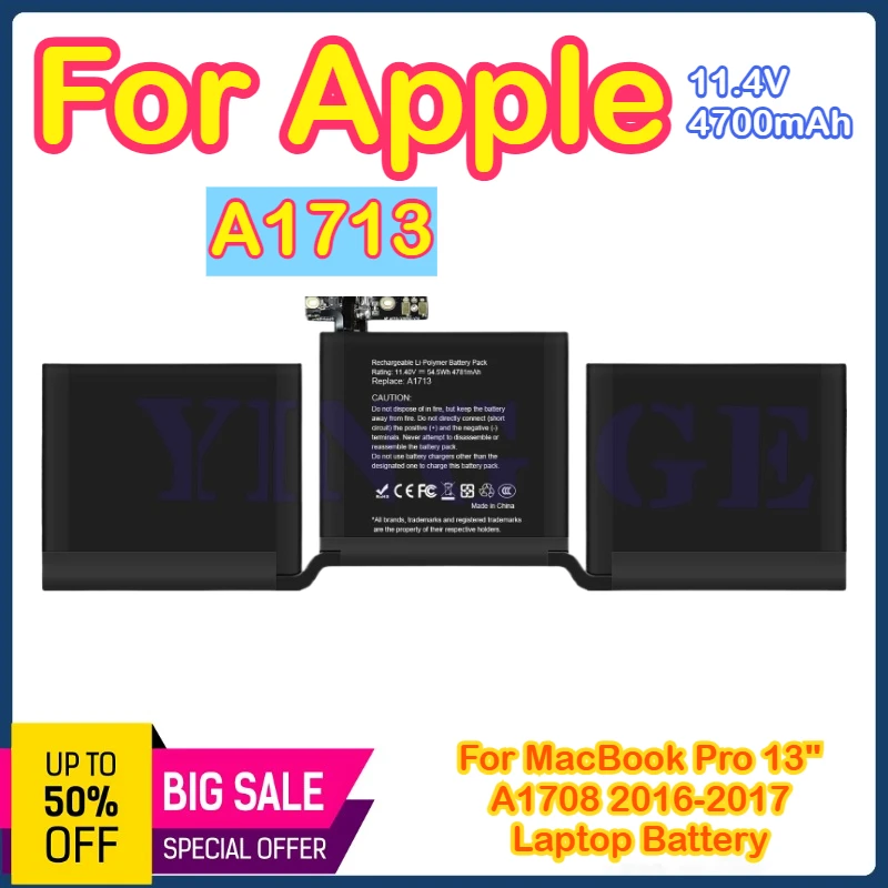 

Аккумулятор A1713 для Apple Macbook Pro 13 дюймов 13 дюймов A1708 2016 2017 год версии