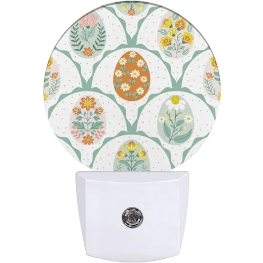 Colorful Night Light, Happy Easter Nightlight Plug into Wall LED Lamp Auto Sensor Dusk to Dawn for Bedrooms/Kitchens/Toilets/Co