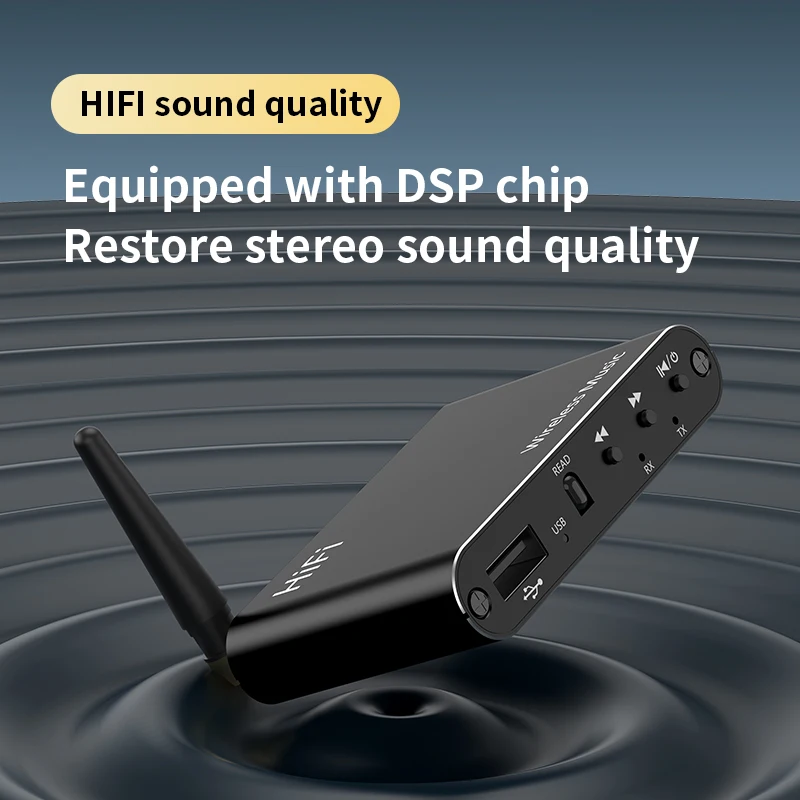 VAORLO pemancar penerima Audio Bluetooth 5.4, adaptor musik Stereo nirkabel Aux 3.5mm dengan Remote kontrol IR