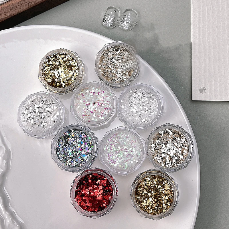 Mini Sparkling Heart Star Nail Glitter Sparkling Pentagram Nail Decoration Nail Salon Design Accessories DIY Nail Art Design