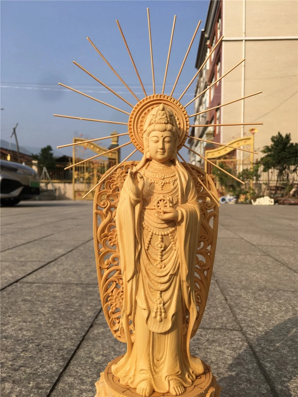 

Big Statue Wood Carving Nanhai Guanyin Bodhisattva Buddha Decoration Solid Wood Furniture Decoration Crafts Wooden Guanyin