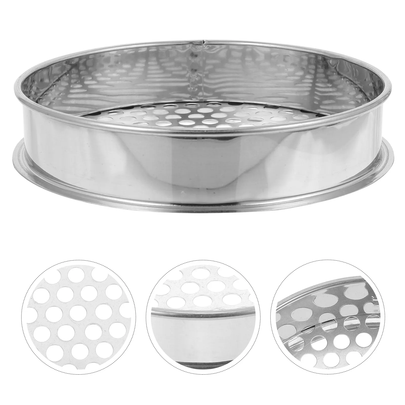 1Pcs Soil Sifter Round Hole 10Mm Stainless Steel 20Cm Heavy Duty Garden Soil Screening Filter Compost Sieve Mud Sifter