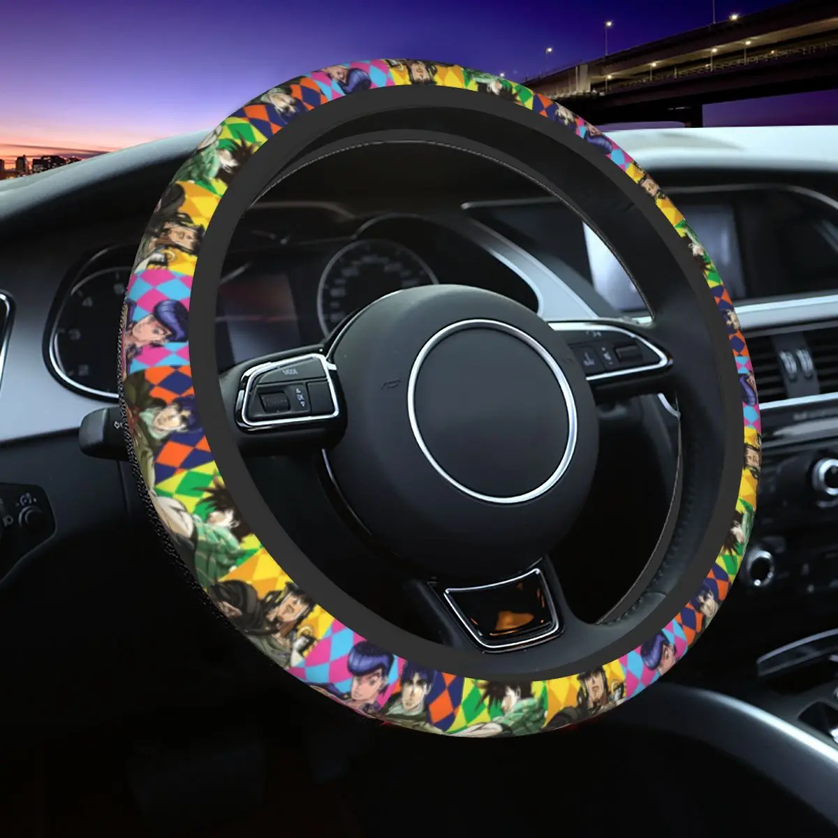 Joseph Joestar Car Steering Wheel Cover Anti-slip Anime Auto Steering Wheel Protector Car Accessories