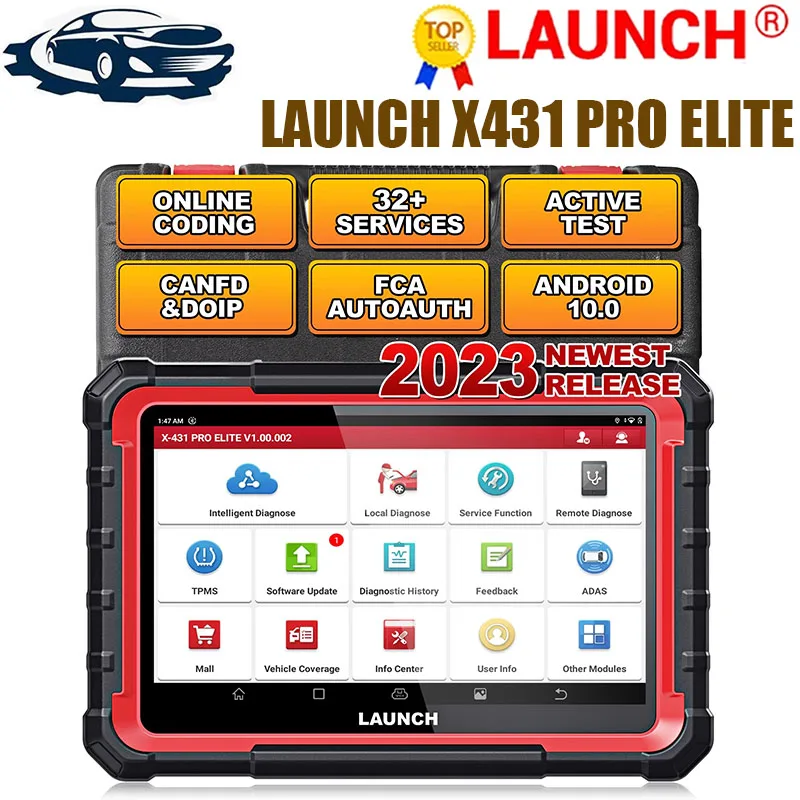 

New-Arrival LAUNCH X431 PRO ELITE Car Full System Diagnostic Tools OBD OBD2 Scanner 32 Reset CAN FD DOIP Coding pk X-431 V