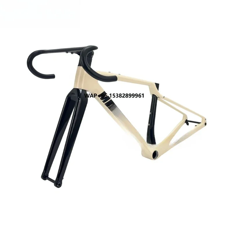 

Carbon Gravel Frameset with Integrated Drop Bar 12°and Rigid Fork Carbon Bicycle Frame Matte/Glossy Carbon Road Bike Frameset