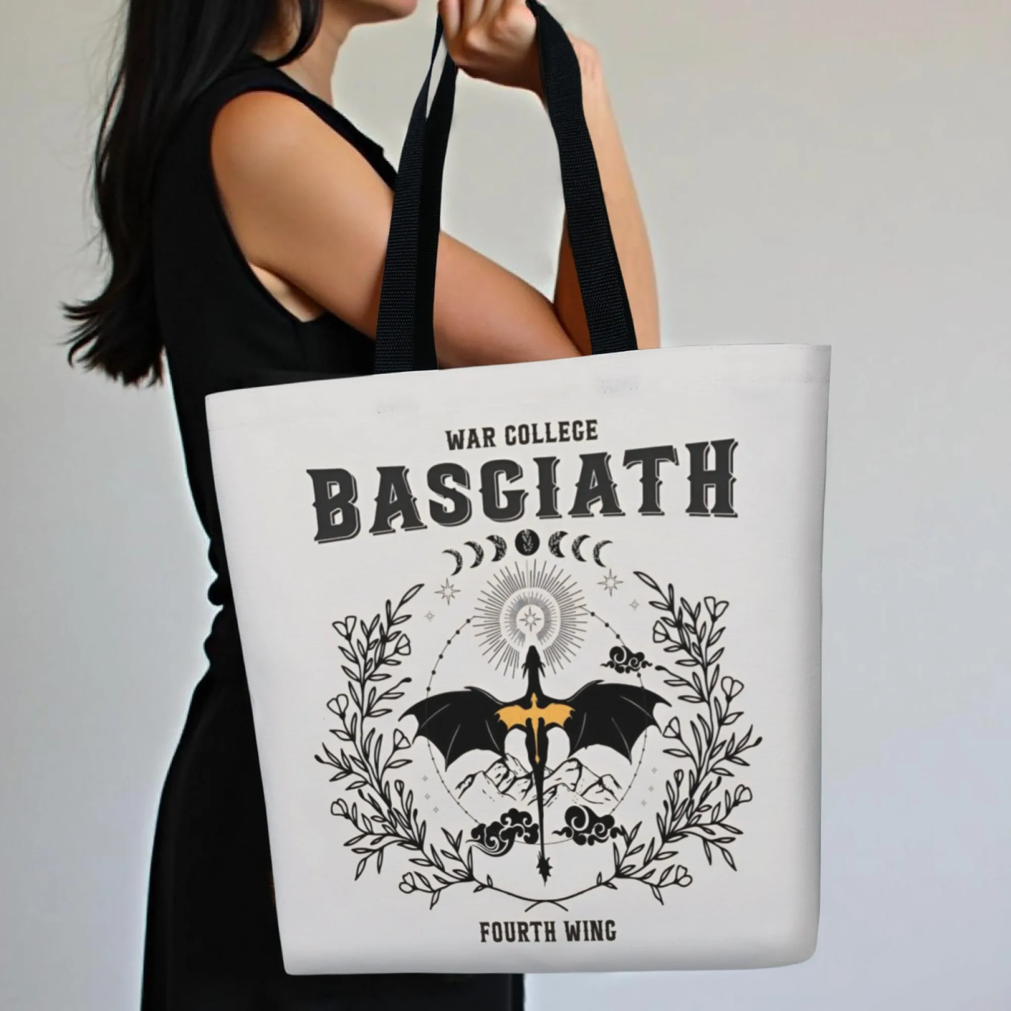 غريب الأطوار باسياث الحرب كلية التنين حمل حقيبة قماش قابلة لإعادة الاستخدام حقيبة كتف هدية للأصدقاء الذين عشقون تصاميم الجناح الرابع #2