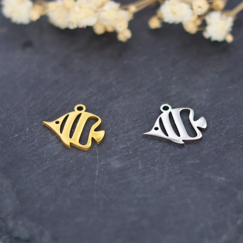 3pcs Tropical Small Fish Fit Bracelets diy Accessories Stainless Steel Charms for Jewelry Making Earrings Cute Mini Pendant Bulk