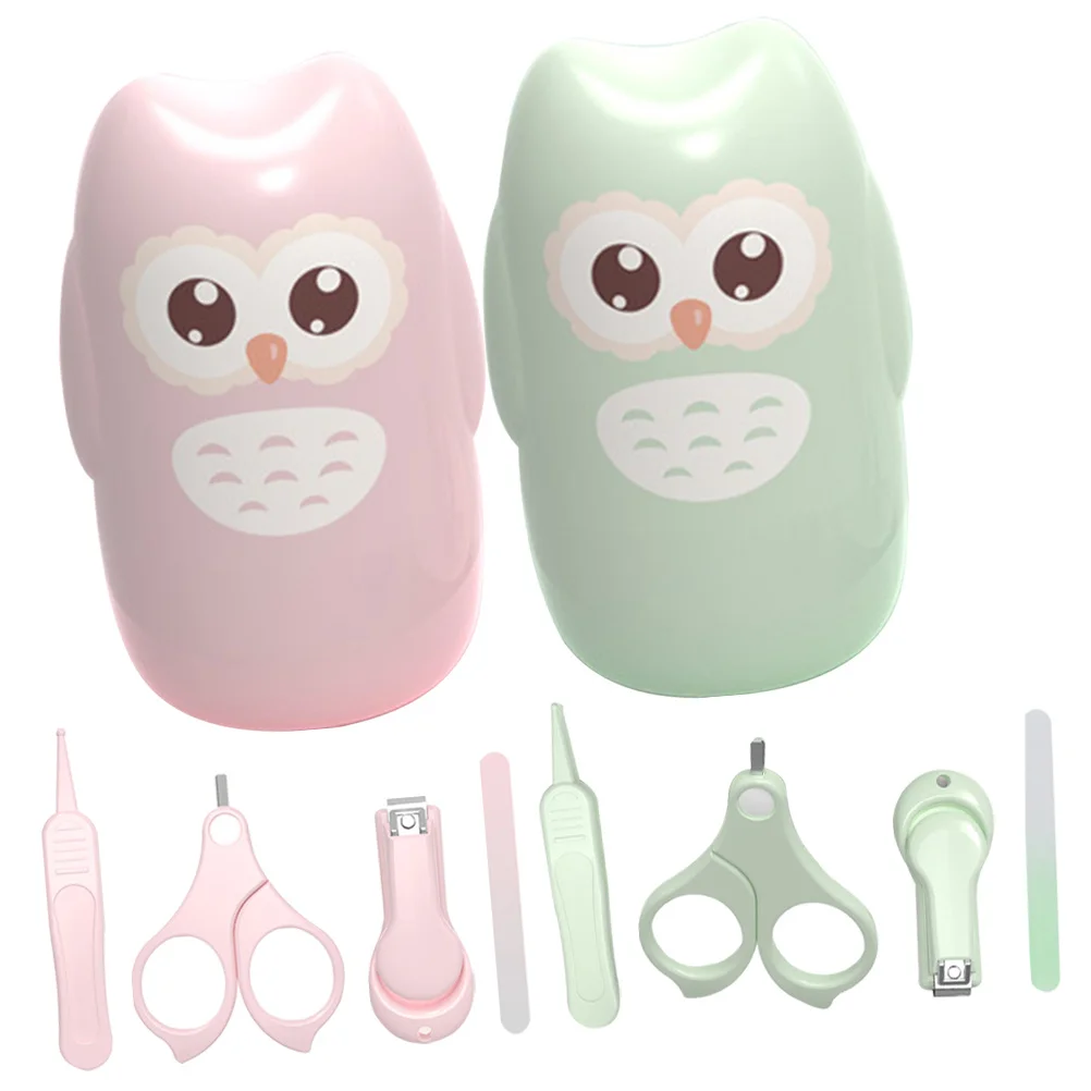 

2Sets Baby Nail Clipper Kit Toddler Manicure Scissors Nail File Rounded Edges Safe for Newborn Finger Trimming Storage Case