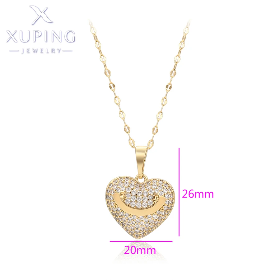 Xuping Jewelry New Arrival Heart Pendant with Random Chain of Light Gold Color Jewellery Women Girls Exquisite Gift X001039955