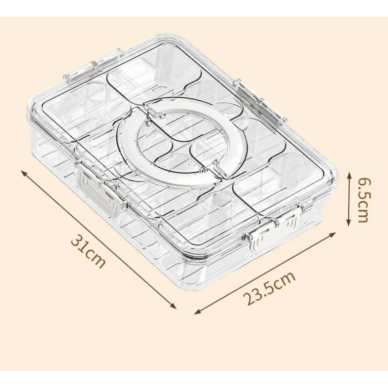 Veggie Tray with Lid and Handle, Divided Serving Tray, Snack Spinner, Portable Snackle Boxs for Candy Fruits Nuts, Clear Fridge