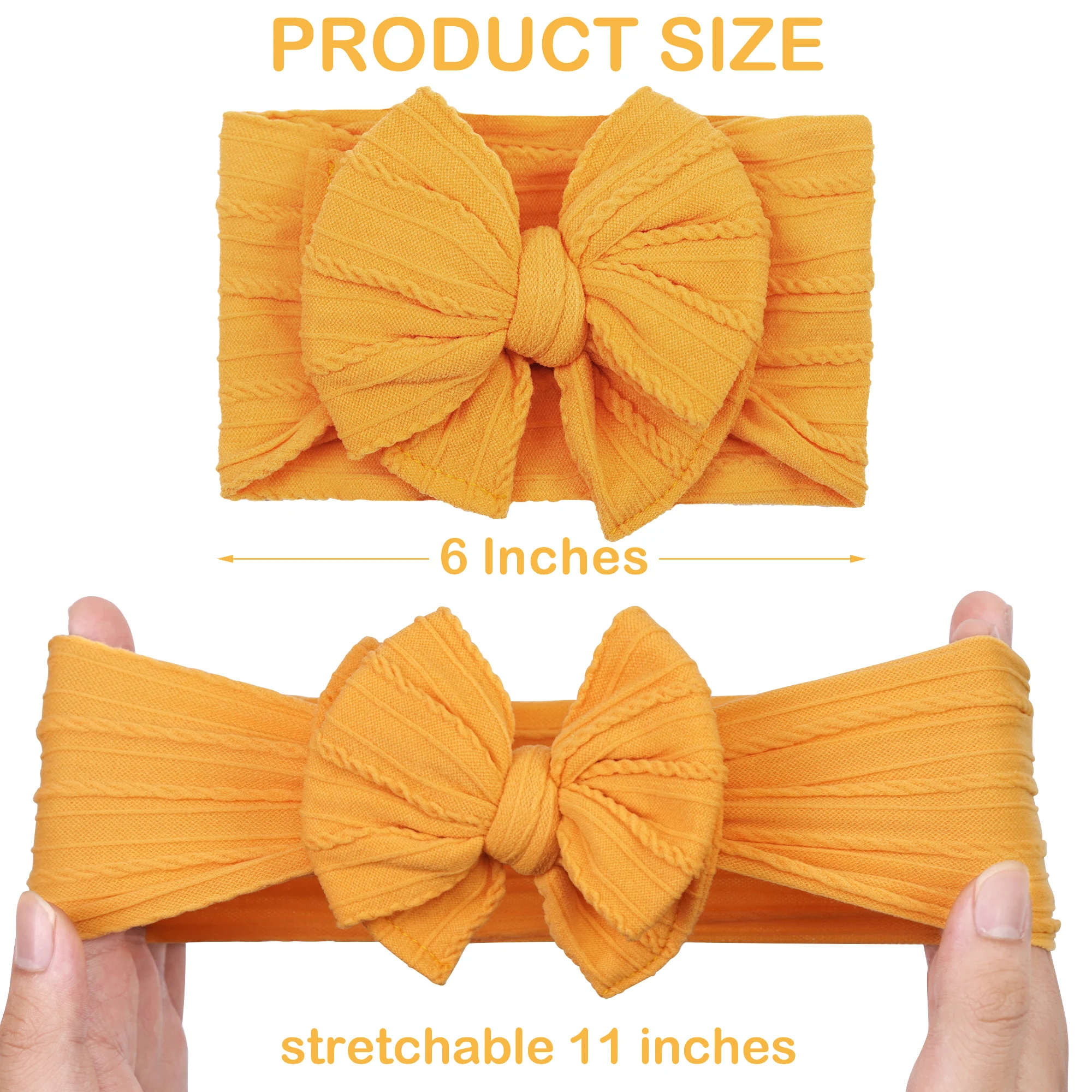 3Pcs Stretchy Soft Handmade Headbands with Double Bows Head Wrap Nylon Hair Accessories For Newborn Baby Girls Toddlers Kids