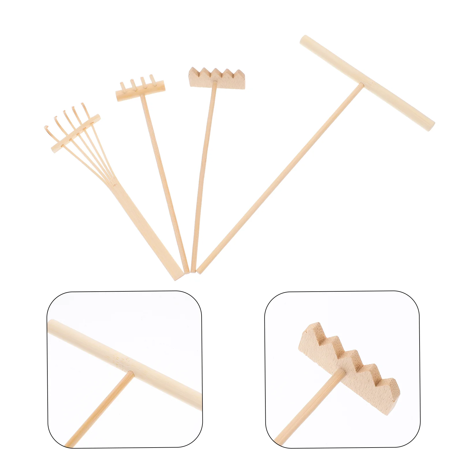 

4 PCS Push Desktop Decor Bamboo Rake Automatic Sand Rakes Tool Decoration Office