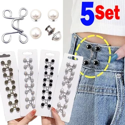 5 Set Nail-free Metal Jeans Button Snaps Detachable Pants Clips Buttons Pins DIY Waist Tightener Clothing Buckles Sewing Tools