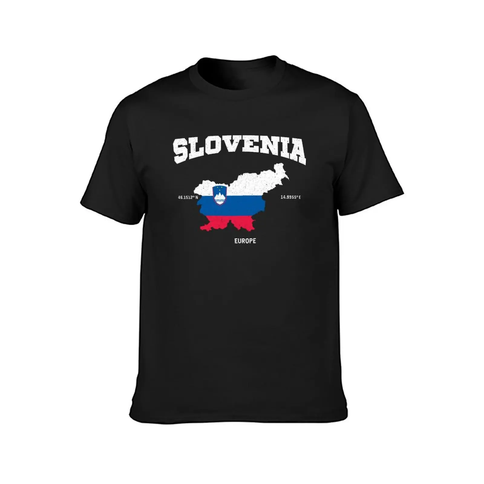 Slovenia flag map, Slovenia coordinates, Slovenia Localisation T-Shirt sublime tops Men's clothing