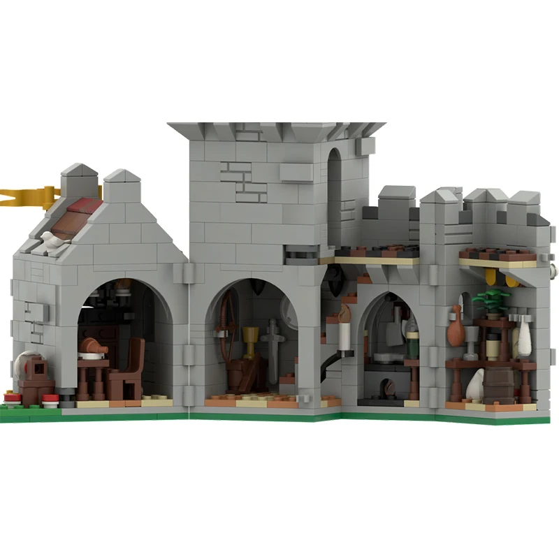 Modèle de château médiéval MOC pour enfants, tour de châteaux en briques de construction, garder la technologie modulaire, assembler des jouets imbibés, cadeaux de vacances