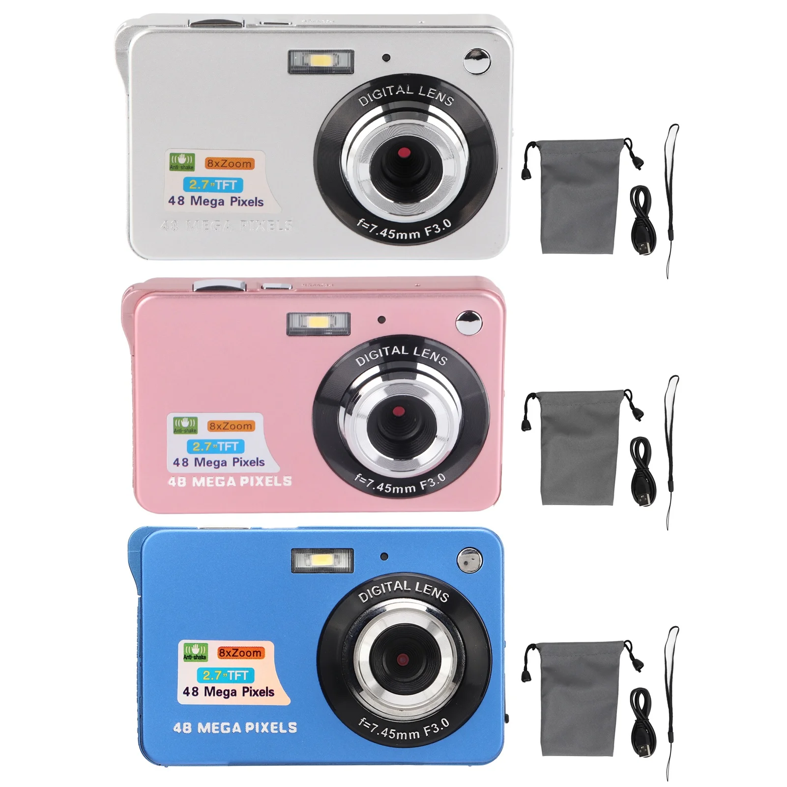 4K Digital Camera 48MP 2.7in LCD Display 8x Zoom Anti Shake Vlogging Camera for Photography Continuous Shooting new