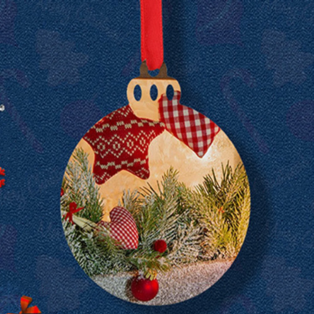 

6Pcs Christmas Hanging Decor Christmas Sublimation Pendants Xmas Tree Ornament for Home Wall Door Fireplace Holiday Party