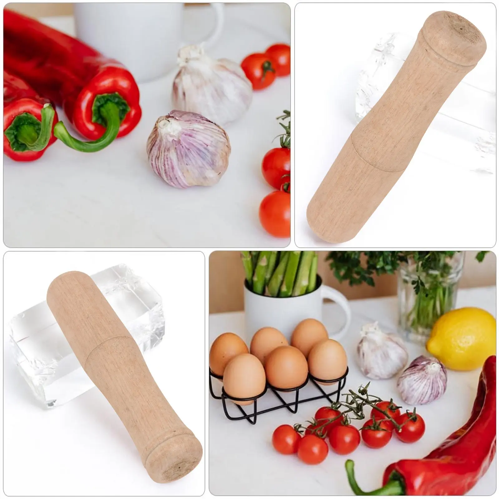 Wood Pestle Muddler Kitchen Garlic Press Spice Grinder Tool Premium Wood Random Color Size 17.5x3.7cm Wooden Pestle