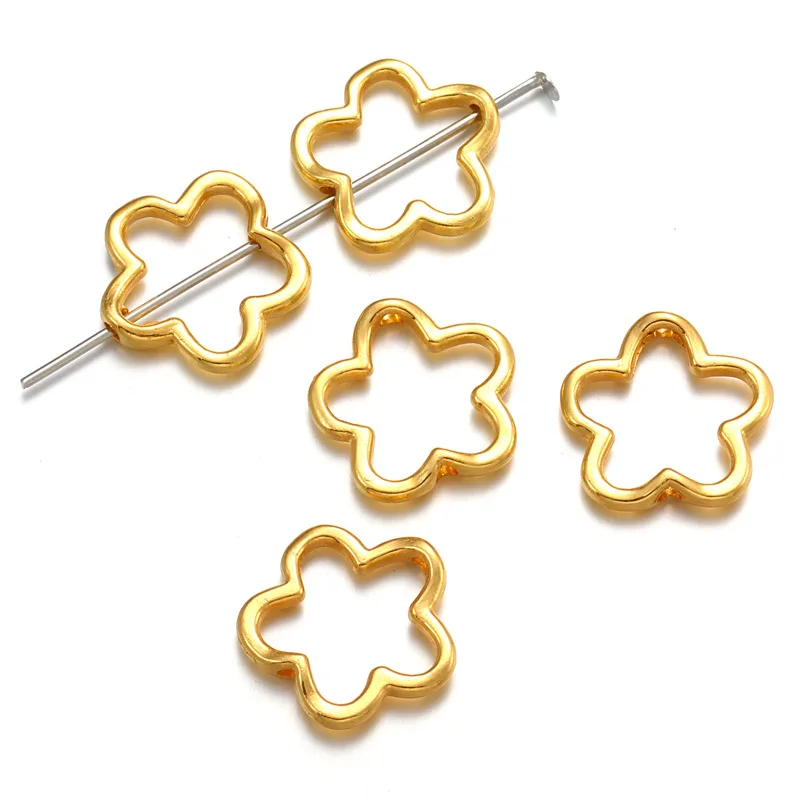 20pcs Antique Flower Small Hole Bead Frames Spacer Beads Alloy Charms For DIY Earrings Necklaces Bracelets Jewelry Making