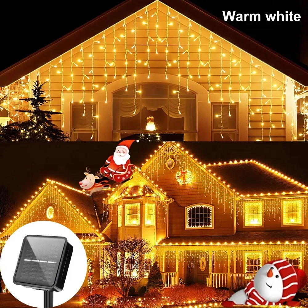 

3.5M/7M Solar Curtain Icicle Light Garden Party Yard Christmas Decoration String Lights New Year Christmas Gift