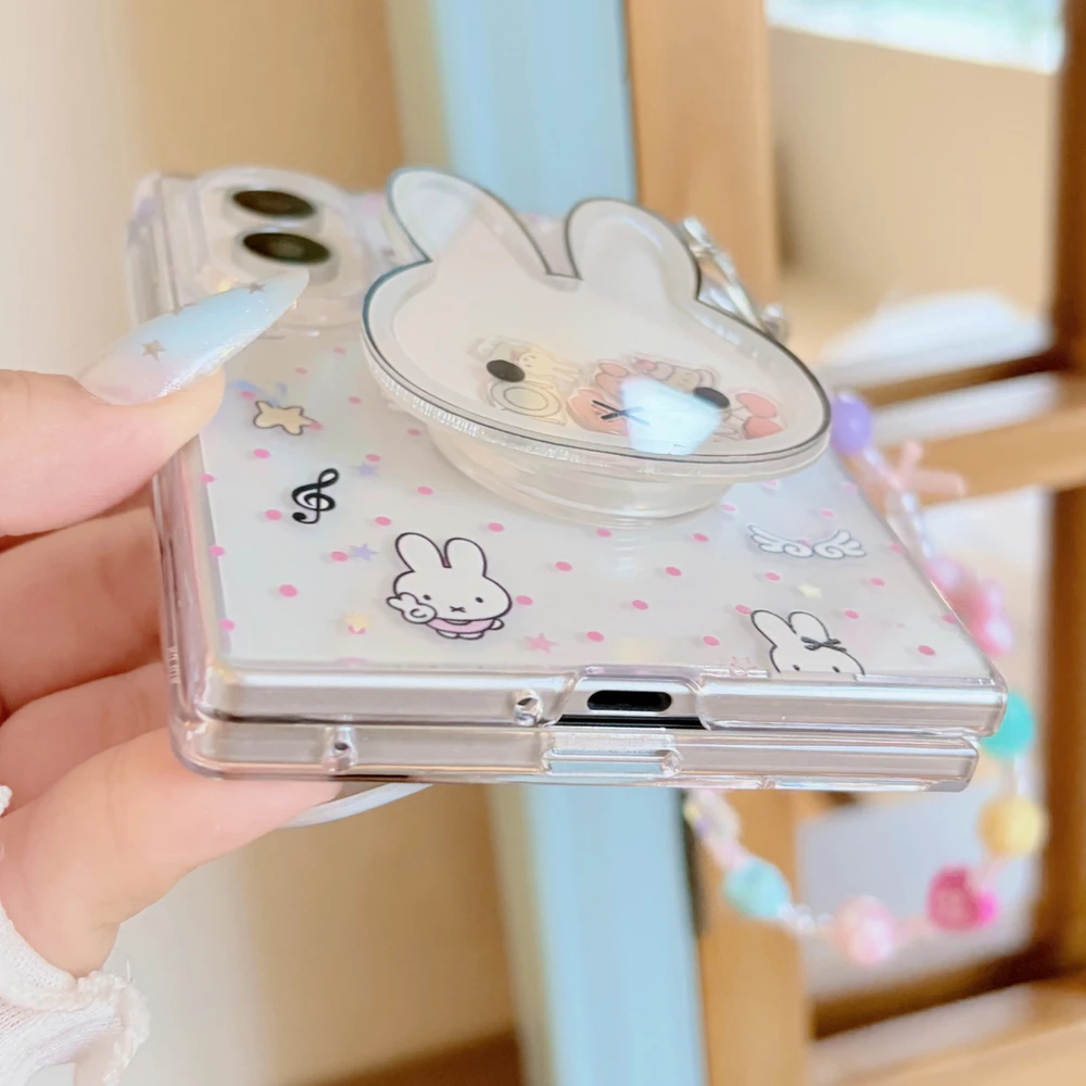Kawaii Cute Cartoon Miffy Rabbit  Stand Holder Phone Case For Samsung Galaxy Z Fold 8 Hard Cover For Z Fold 7 6 5 4 Case view 6