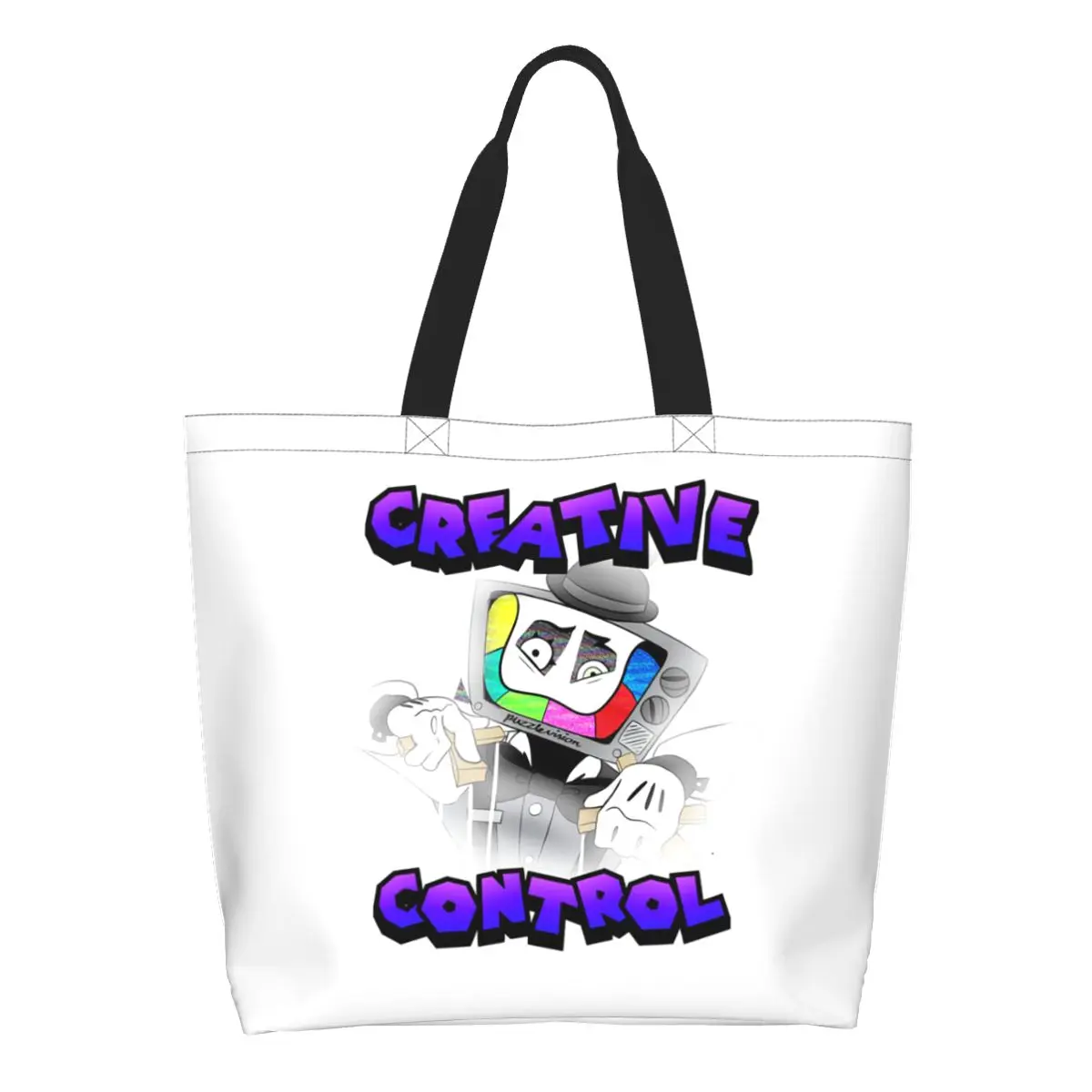 Creative Control Mr. Puzzles Transparent Version Shopping Tote Bag Canvas Shoulder Bags Shopper Grocery Handbag for Women