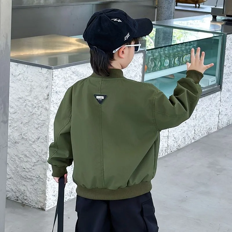 Chłopięca kurtka baseballowa 2025 Nowa jesienna kurtka Stylowa wiosenno-jesienna modna odzież wierzchnia dla maluchów