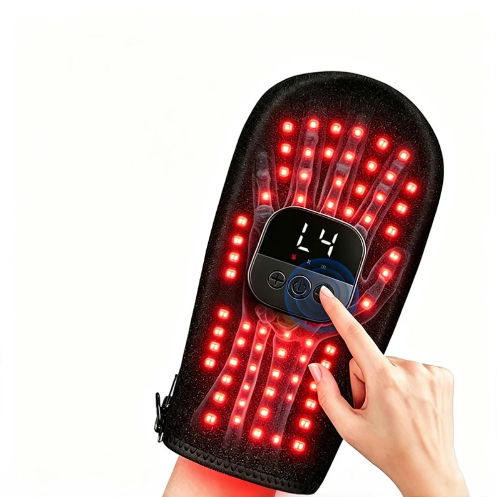 660nm 850nm Red Light Therapy Gloves Heating Vibration Hand Massager 3000mAh Timer for Hand Arthritis Stiff Joint Soreness view 6