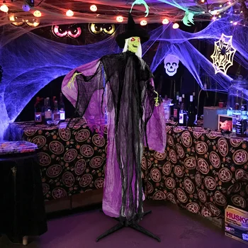 7. 2 FT Halloween Animatronic Witch, Animated Standing Poseable Figure with Light up Eyes, Garden, Yard & Lawn, Sound Activated 2