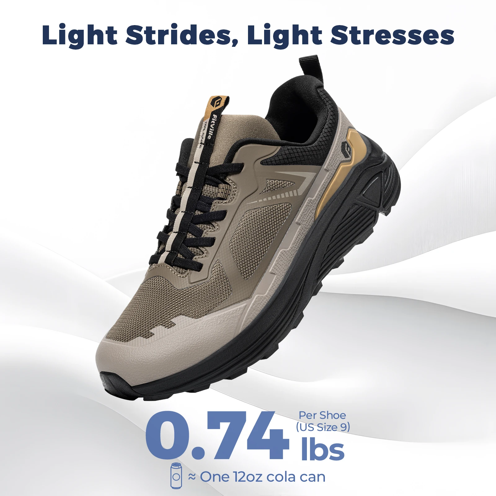 Fitville Herren Trail-Laufschuhe mit breiter Zehenbox, Sportschuhe, atmungsaktiv, mit Dämpfung, Outdoor-Wanderschuhe für Herren, mit Fußgewölbestütze – Detail 14