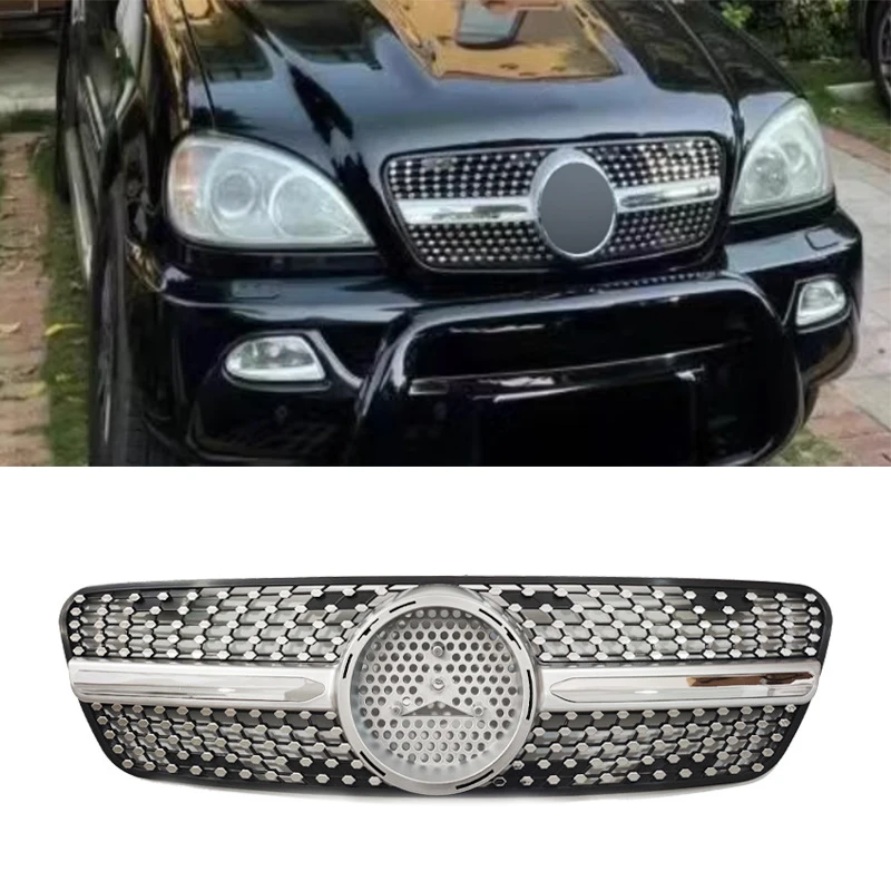 Przedni Grill dla Mercedes Benz W163 ML-klasa ML320 ML350 ML500 1998-2004 przedni zderzak kratka wyścigowa akcesoria tuningowe