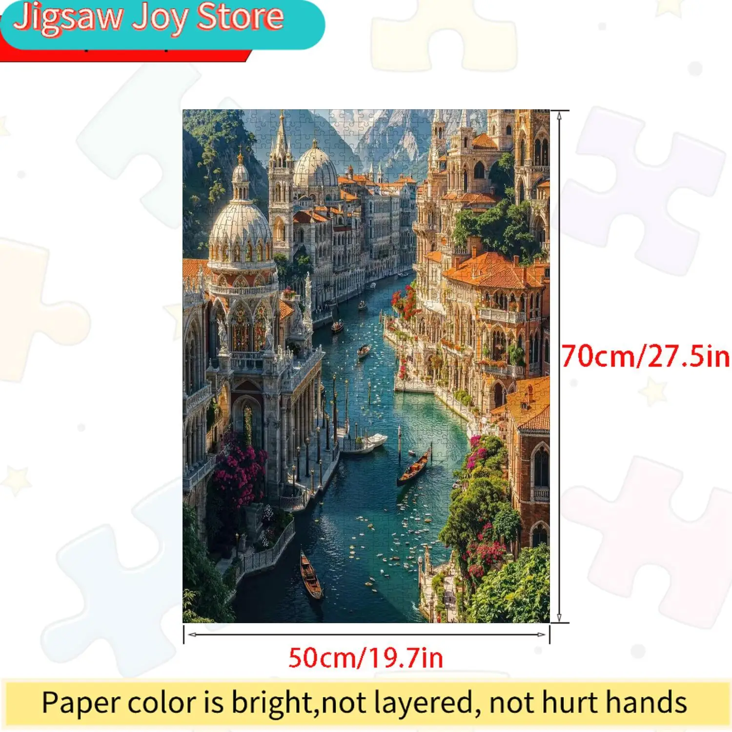 Large Jigsaw Puzzle - Venice Italy Grand Canal & St. Mark'S Basilica, Challenging & Family Puzzle with Vibrant Colors, Durabl