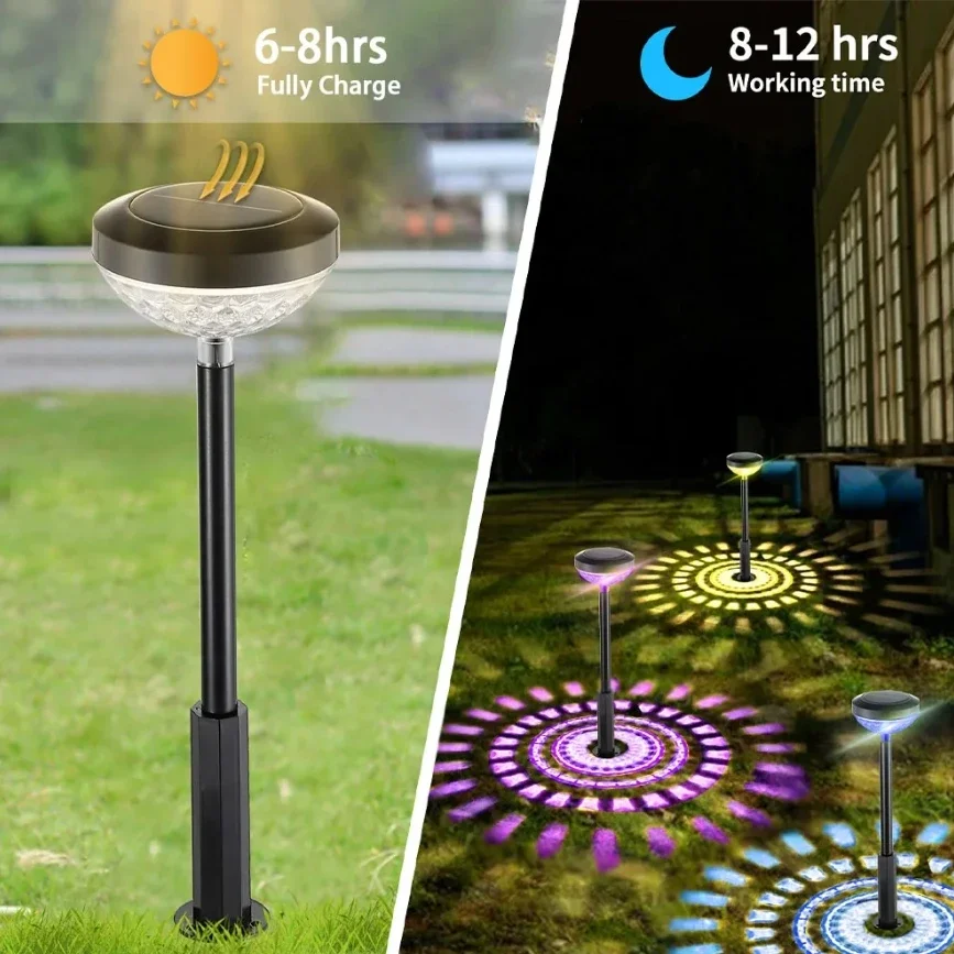 

Outdoor courtyard atmosphere ground insert light waterproof LED color landscape light, projection decoration solar lawn light