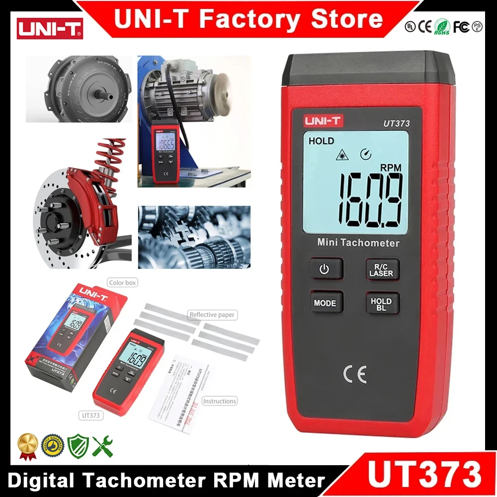 RPM Speed Meter Tacometro UNI-T UT373 Tachometer Digital 99999RPM Non-Contact Laser Tachometer Mini RPM Meter LCD Backlight