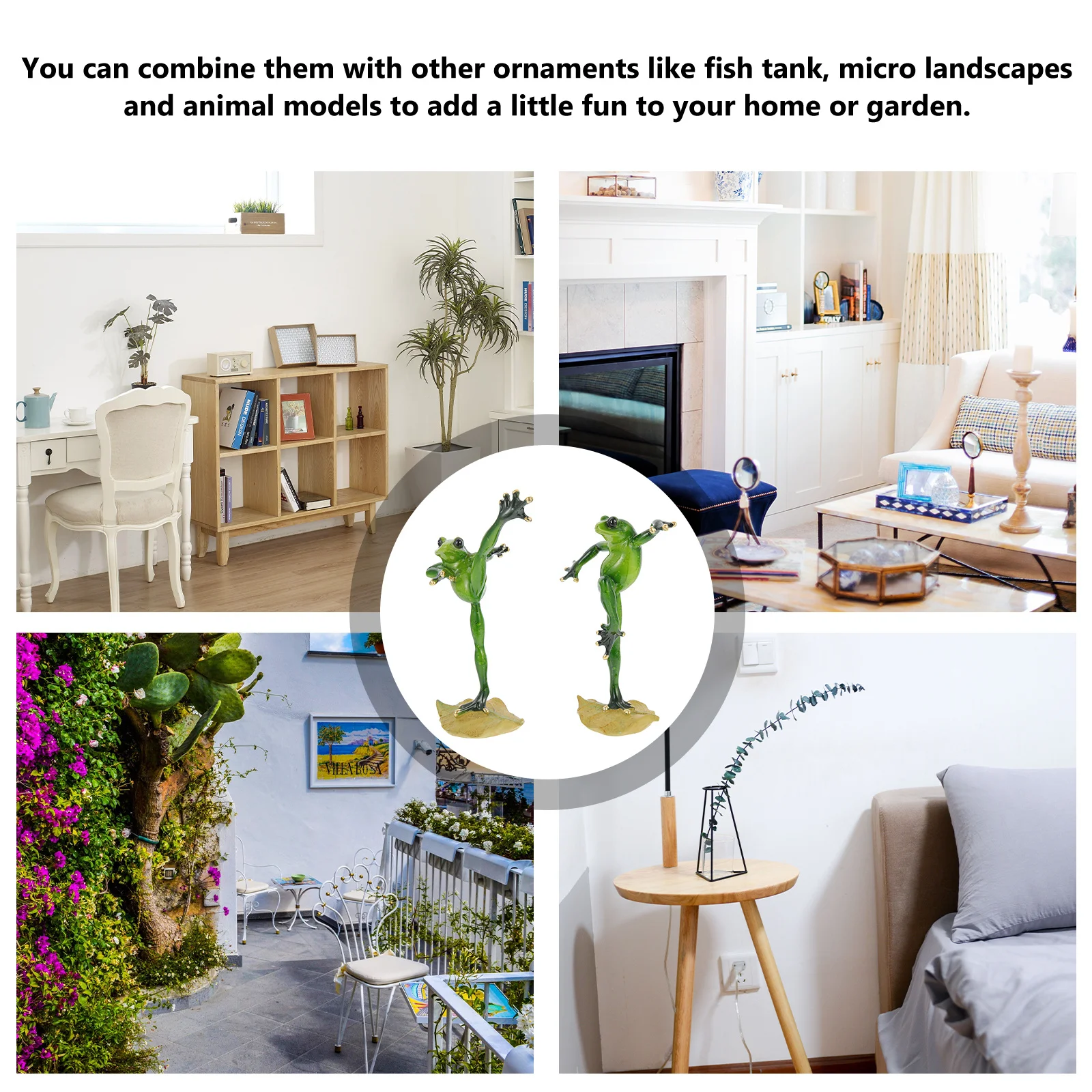 

2Pcs Realistic Colored Couple Frogs Adornment for Desktop Garden Resin Animal-Shaped Decoration Frogs Decor Garden Adornment