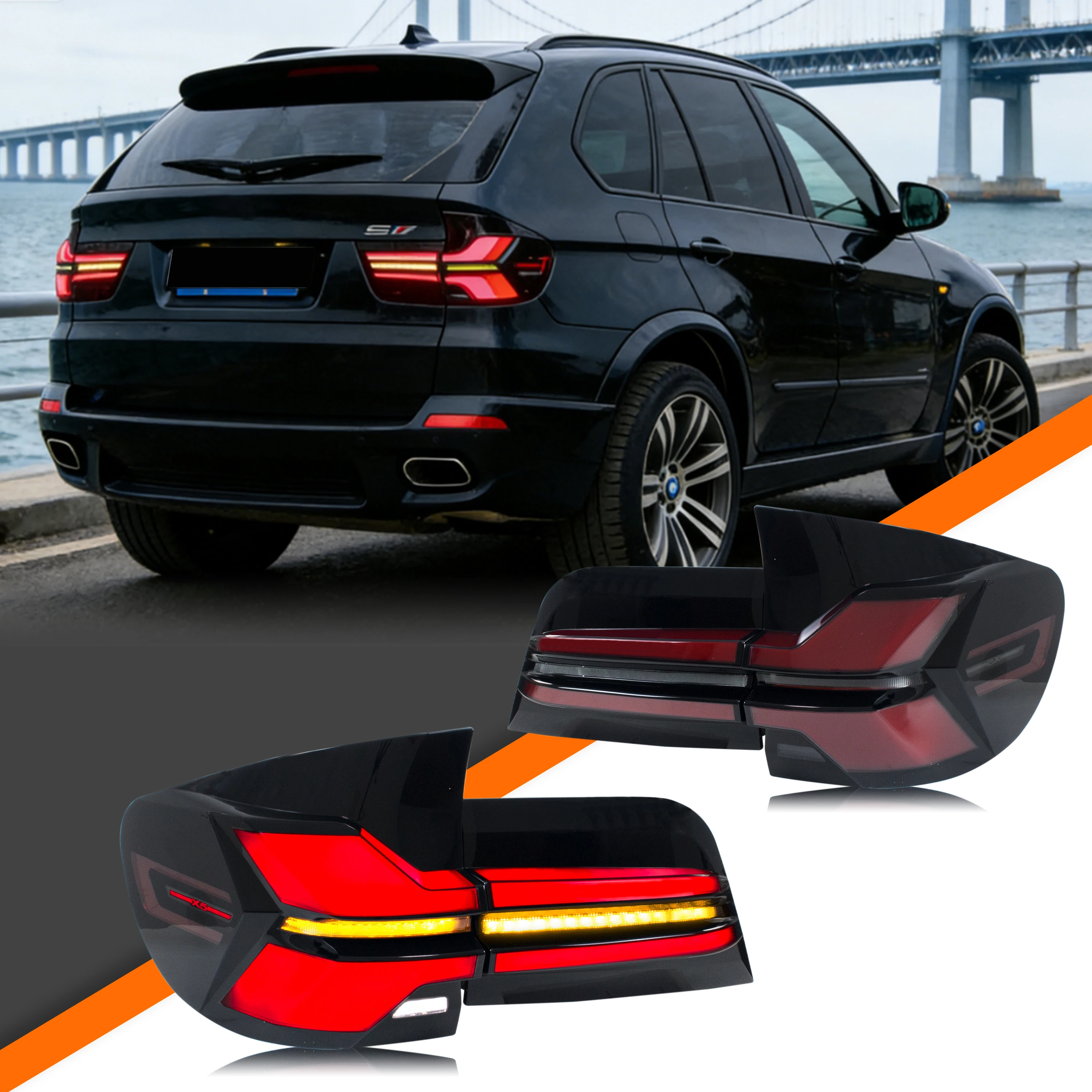 Feux arrière LED pour BMW X5 E70 2006 – 2013, clignotant séquentiel, assemblage de feux arrière d'animation dynamique
