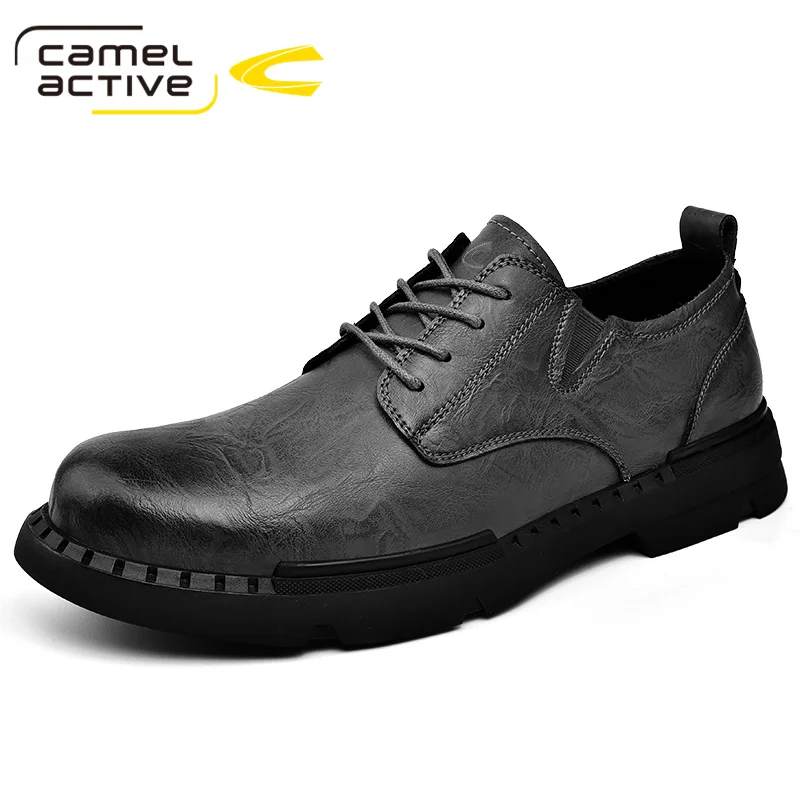 

Camel Active New Men's Casual Shoes PU Leather Spring/Autumn Outdoors Rubber Sole Lace-up Breathable Black Men Oxfords