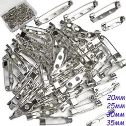 80pcs Metal Brooch Base Pins DIY Making Jewelry Back Safety Holder Findings Stainless Steel Components Needles 20/25/30/35mm