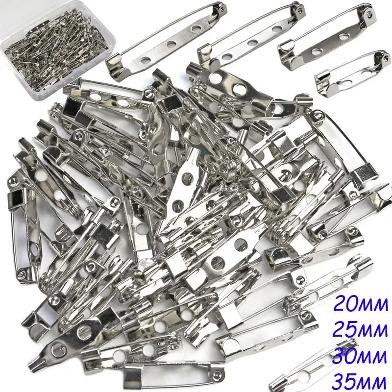 80pcs Metal Brooch Base Pins DIY Making Jewelry Back Safety Holder Findings Stainless Steel Components Needles 20/25/30/35mm