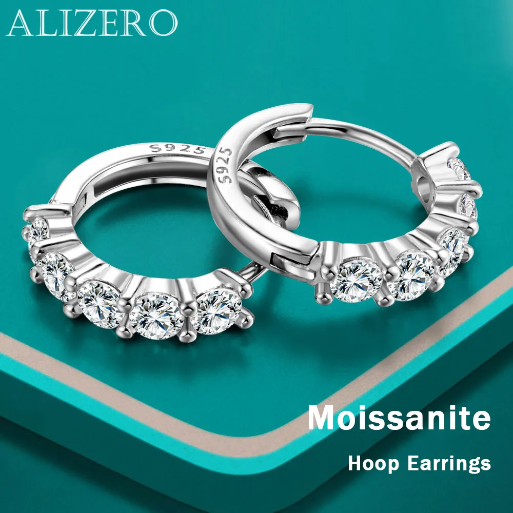 

ALIZERO 3.0mm D Color Moissanite Loop Earring Passed Diamond Test 925 Sterling Sliver Earrings for Women Sparkling Fine Jewelry