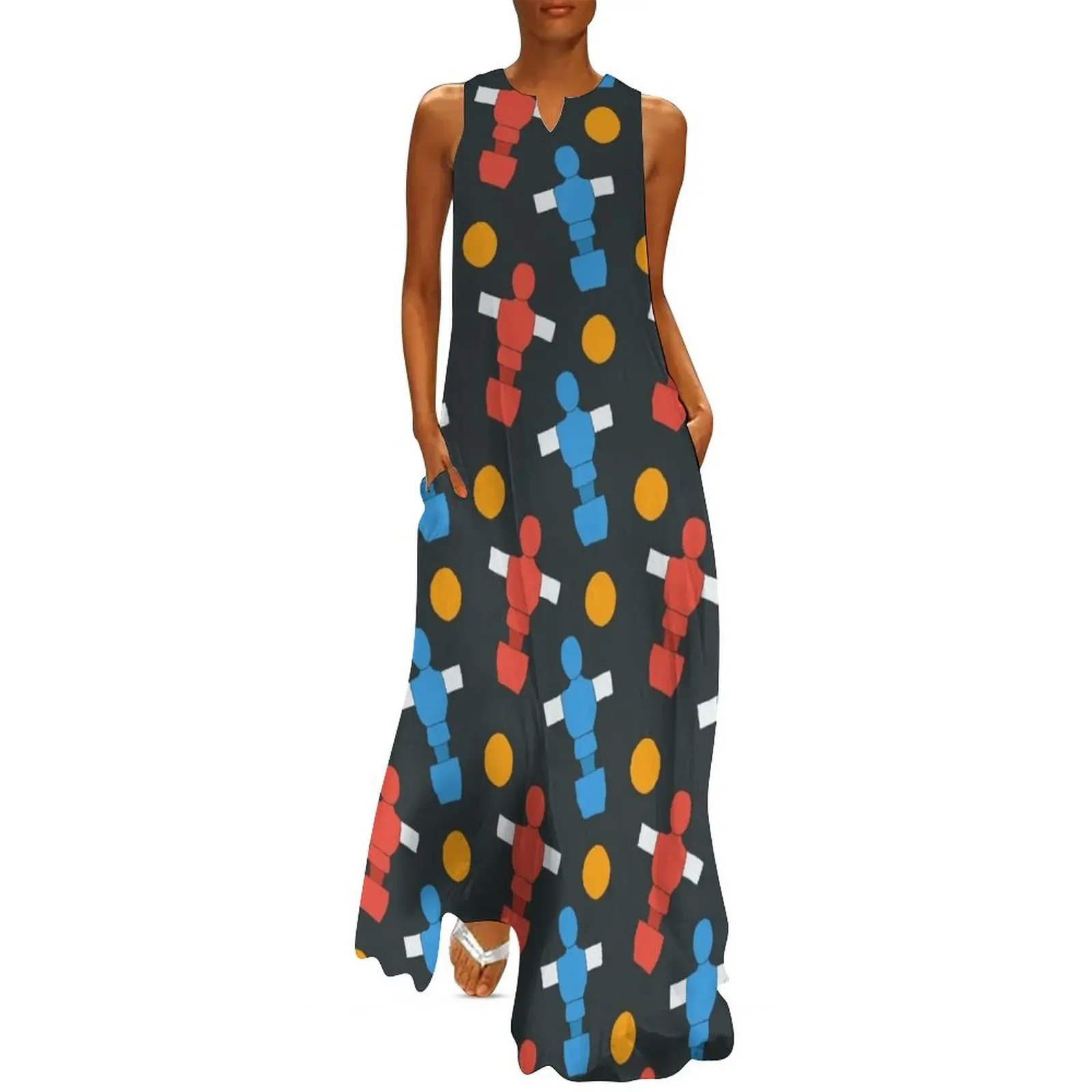 

Pattern with table football players and ball Long Dress women dresses beach dress Dress