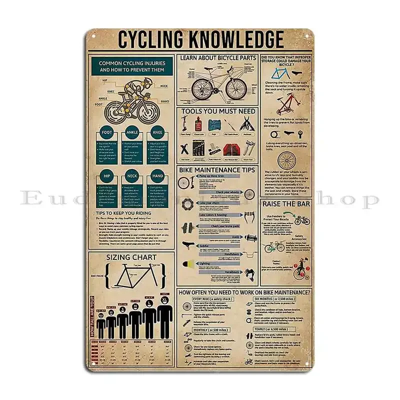 Radfahren Wissen Mountain Cycling Club Metallschild Plaketten Lustige personalisierte Plaketten Wandbild Garage Club Blechschild Poster