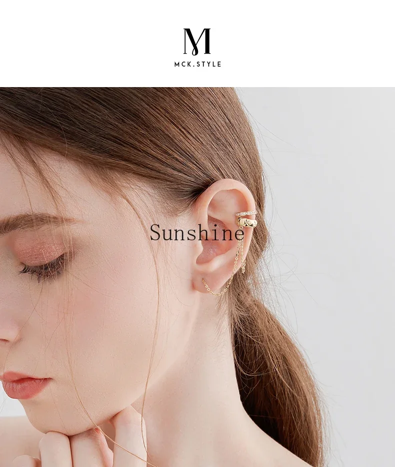 Tassel long ear bone clip integrated earrings