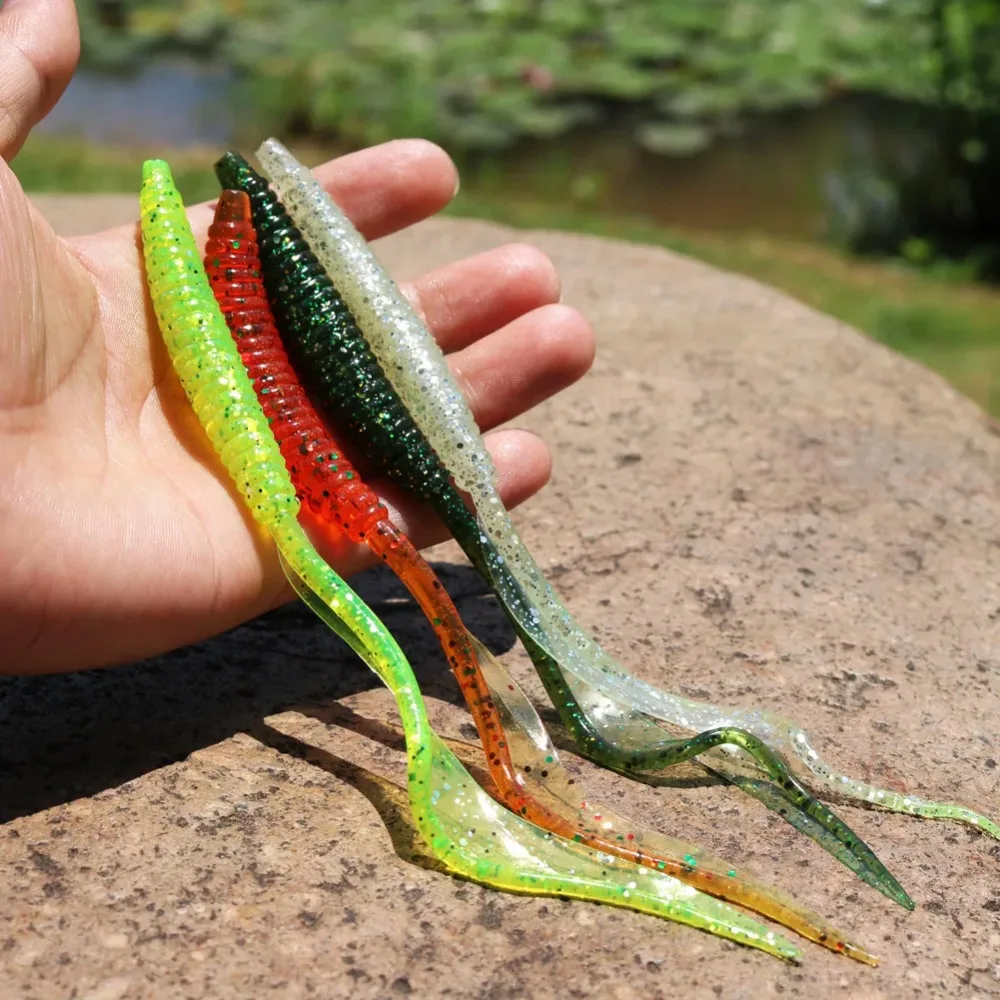 12 Stück Angelköder mit langem Schwanz, Schraubgewinde, einzelne Sichelschwänze, künstlicher Köder, 12 cm/18 cm, 2,2 g/7 g, für verschiedene Angelszenarien – Detail 3